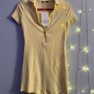 yellow zara one piece with shorts